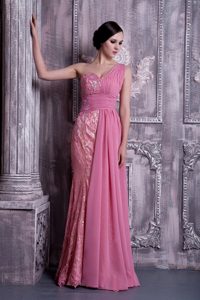Rose Pink Column Calgary Prom Dress One Shoulder Floor-length