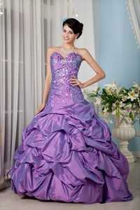 Sequins Sweetheart Lavender Beading Taffeta Quinceanera Dresses