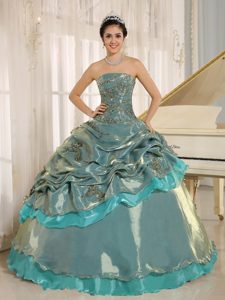 Embroidery Organza Multi-color Pick-ups Quinceanera Dresses