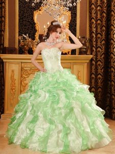 Beading Sweetheart Ruffled Organza Two-tone Quinceaneras Gowns In USA