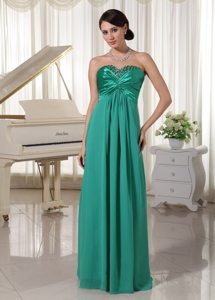 Beaded Sweetheart Ruched Turquoise Chiffon Prom Homecoming Dress
