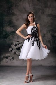 Lace Appliques One Shoulder Organza Mini-length White Prom Dresses