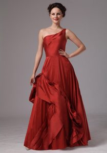 Unique One Shoulder A-line Taffeta Pick-ups Prom Dress In Georgia