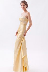 Champagne Column Sweetheart Prom Dress with Appliques and Beading
