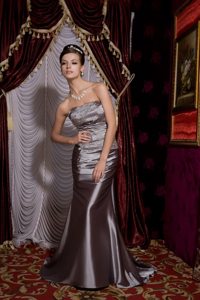 Discount Strapless Grey Column Prom Party Dress Beaded 2013