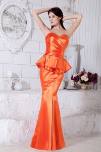 Orange Red Mermaid Sweetheart Ruching Taffeta Evening Prom Dress