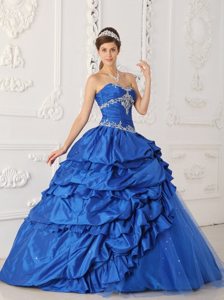Appliques Beading Sweetheart Taffeta and Tulle Quinceanera Gowns Dress