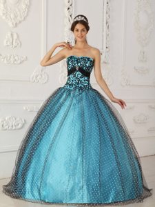 Black And Blue Quinceanera Dresses with Appliques Beading