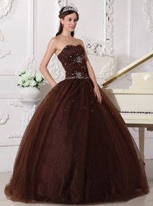 Simple Brown Sweet 15 Dresses with Rhinestones Gloucestershire