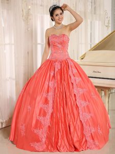 Upscale Ball Gown Watermelon Embroidery Sweet 16 Dresses