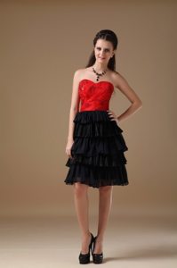 Custom Made Beaded Black Evening Dresses with Ruffled Layers