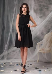 Simple Style Chiffon Knee-length Little Black Dress for Nightclub