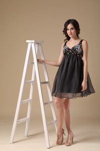 2013 New Organza Straps Zipper-Up Little Black Dress for Juniors