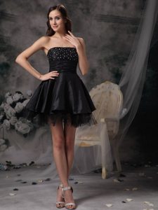 Eye Catching Strapless Puffy Beaded Little Black Dress Summer