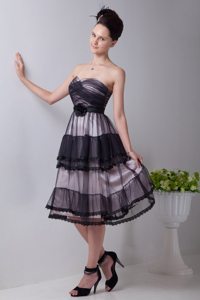 Perfect Tea-Length Flower Tulle Little Black Dresses for Nightclub