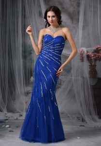 Best Mermaid Sweetheart Beaded Royal Blue Prom Evening Dress