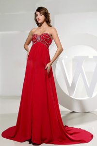 Red Empire Brush Train Sweetheart Prom Dress for Girls Rutland