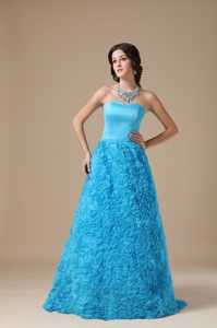 Magic Miss Brand New Embossed Fabric Blue Long Prom Dress