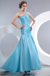 Romantic Single Shoulder JS Prom Dresses Cut out Straps with Ruches