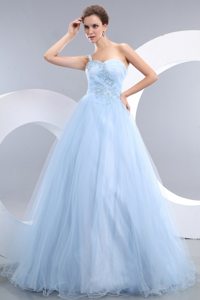 Cute One Shoulder Prom Gowns Appliques for Jaboatao Dos Guararapes