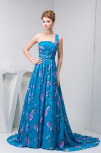 Colorful Print Prom Bridesmaid Dress Single Shoulder in Campo Grande