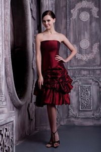 New Burgundy Ruffled Prom Gown Dress Strapless Mini-length in Natal