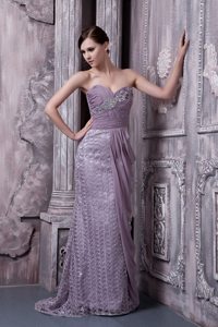 Unique Sweetheart Prom Dress Beading Brush Train with Special Fabric