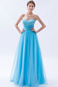 Eureka CA Baby Blue A-line Prom Bridesmaid Dress with Beading
