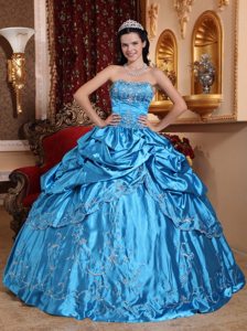 Hamilton NZ Blue Taffeta Quinceanera Dress with Pick ups Beading