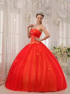 Christchurch NZ Red Ball Gown Tulle Quinces Dresses with Appliques