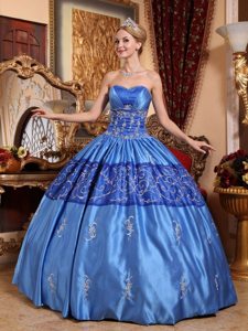 Wellington NZ Embroidery Accent Sweetheart Blue Quinces Dresses