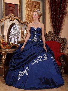 Appliques and Flowers Accent Quinceanera Dresses in Navy Blue
