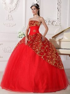Lakewood CO Beaded and Ruched Red Strapless Quinceanera Dresses