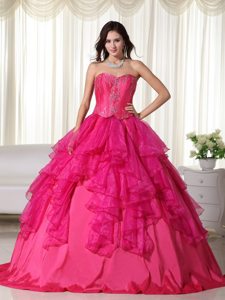Greeley CO Hot Pink Organza Quinceanera Dresses with Embroidery