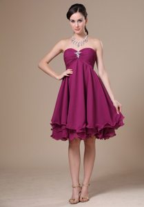 Fuchsia Pleated Prom Homecoming Dress Sweetheart Knee-length