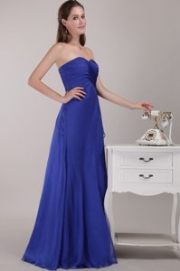 Ruching Sweetheart Royal Blue Empire Floor-length Prom Dress