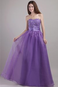 Sweetheart Long Purple Empire Beading Prom Pageant Dress