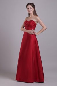 Wine Red Princess Ruched Sweetheart Floor-length Prom Attire