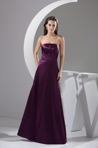 Ruched Strapless Full Length Prom Gowns in Purple at Belleville
