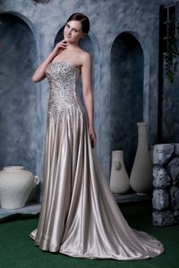 Brush Train Beaded Grey Prom Gown Dress in North Yorkshire