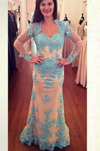 Stylish Long Sleeves Brush Train Beading Zipper Prom Party Dress