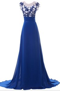 Customized Scoop Floor Length Turquoise Homecoming Dress Tulle Sleeveless Lace