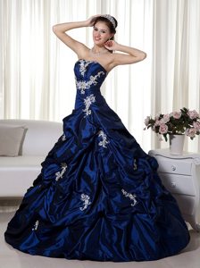 Appliques and Pick ups Accent Quinceanera Gowns in Royal Blue