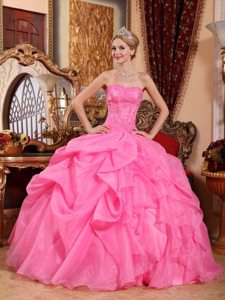 Beading and Pick ups Accent Sweet Sixteen Dresses in Rose Pink