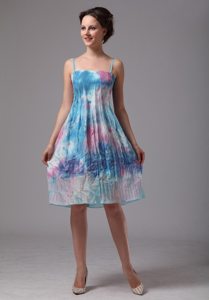 Multi-Color Empire Spaghetti Straps Printing Prom Dresses