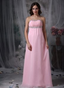 Brush Train Ruched Beaded Pink Prom Dress for Girls Online