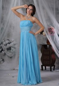 Pretty Strapless Pleated Floor-length Prom Party Dress On Sale