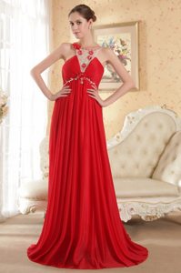 Scoop Neck Flowers Beaded Red Prom Dress in West Midlands