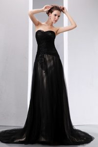 Tulle Sweetheart Black Appliqued Prom Dresses in Shropshire
