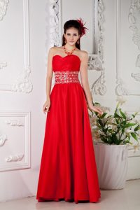 Snazzy Sweetheart Red Prom formal Dress with Rhinestones